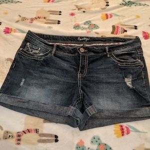 Amethyst Dark Wash Distressed Denim Jean Shorts